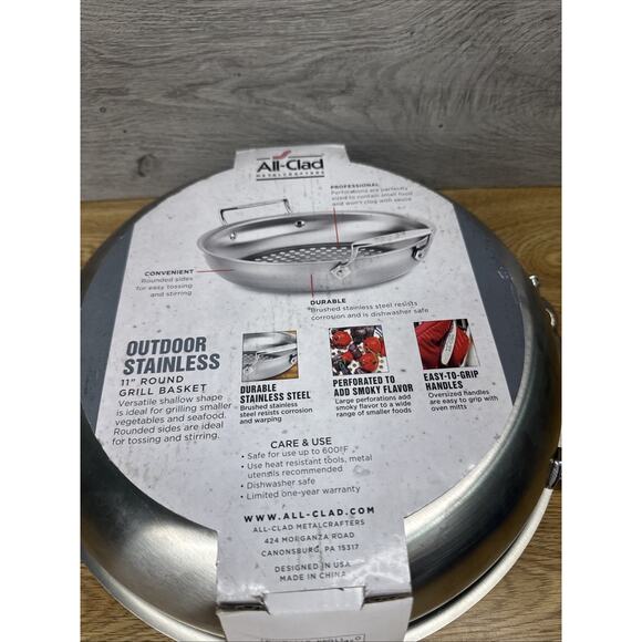 All-Clad Outdoor Stainless-Steel 11" Round Grill Basket ~NEW - Picture 7 of 7